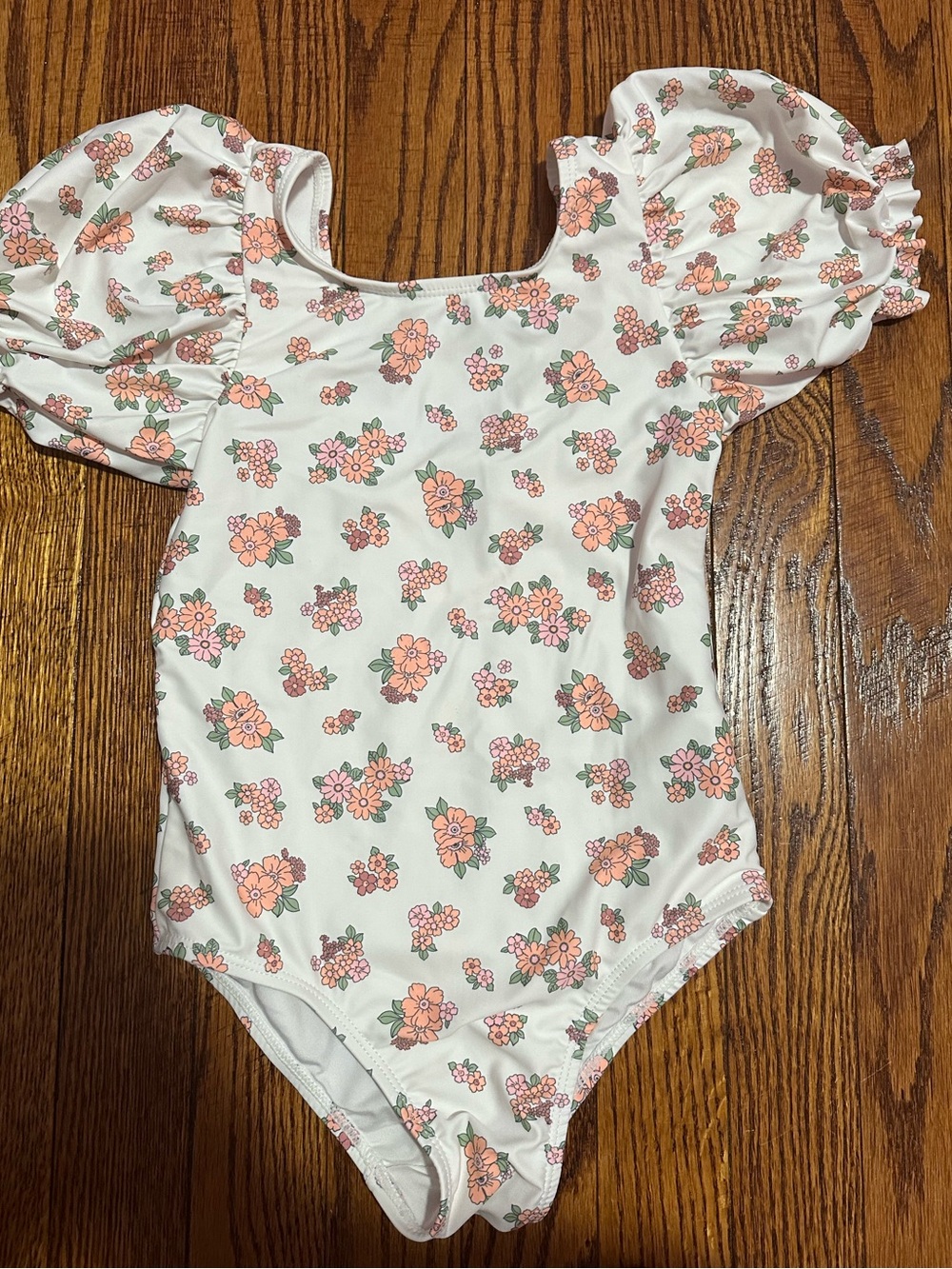 White with Peach Floral Print Cotton On Kids One-Piece Swimsuit